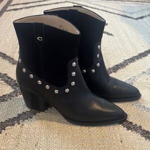 Coach Black Booties with Silver Accents
